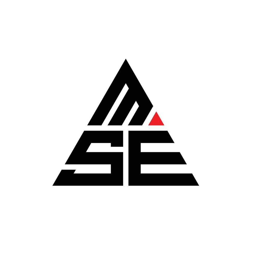 MSE triangle letter logo design with triangle shape. MSE triangle logo design monogram. MSE triangle vector logo template with red color. MSE triangular logo Simple, Elegant, and Luxurious Logo.