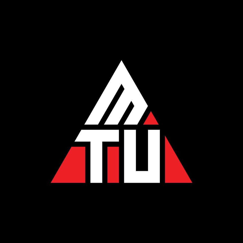 MTU triangle letter logo design with triangle shape. MTU triangle logo design monogram. MTU triangle vector logo template with red color. MTU triangular logo Simple, Elegant, and Luxurious Logo.