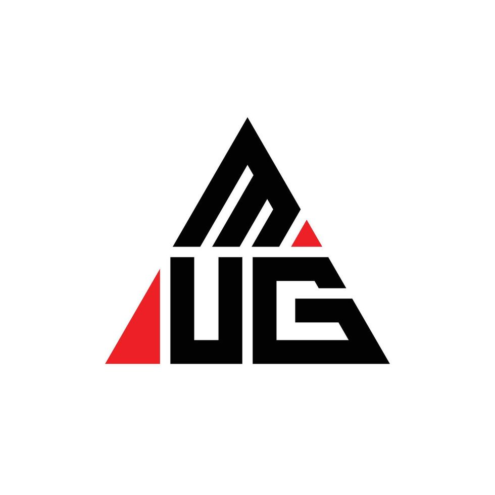 MUG triangle letter logo design with triangle shape. MUG triangle logo design monogram. MUG triangle vector logo template with red color. MUG triangular logo Simple, Elegant, and Luxurious Logo.