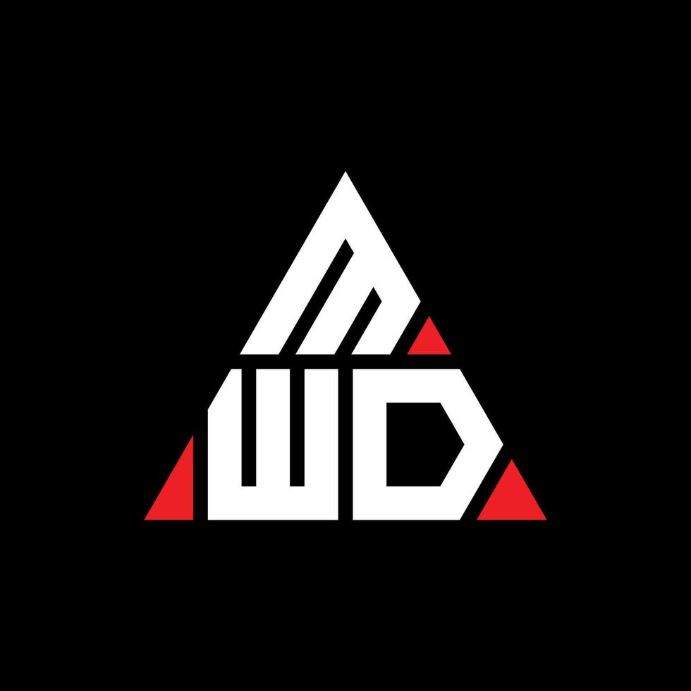 diseño de logotipo de letra triangular mwd con forma de triángulo. monograma de diseño de logotipo de triángulo mwd. plantilla de logotipo de vector de triángulo mwd con color rojo. logotipo triangular mwd logotipo simple, elegante y lujoso.