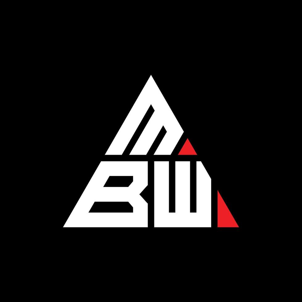 MBW triangle letter logo design with triangle shape. MBW triangle logo design monogram. MBW triangle vector logo template with red color. MBW triangular logo Simple, Elegant, and Luxurious Logo.