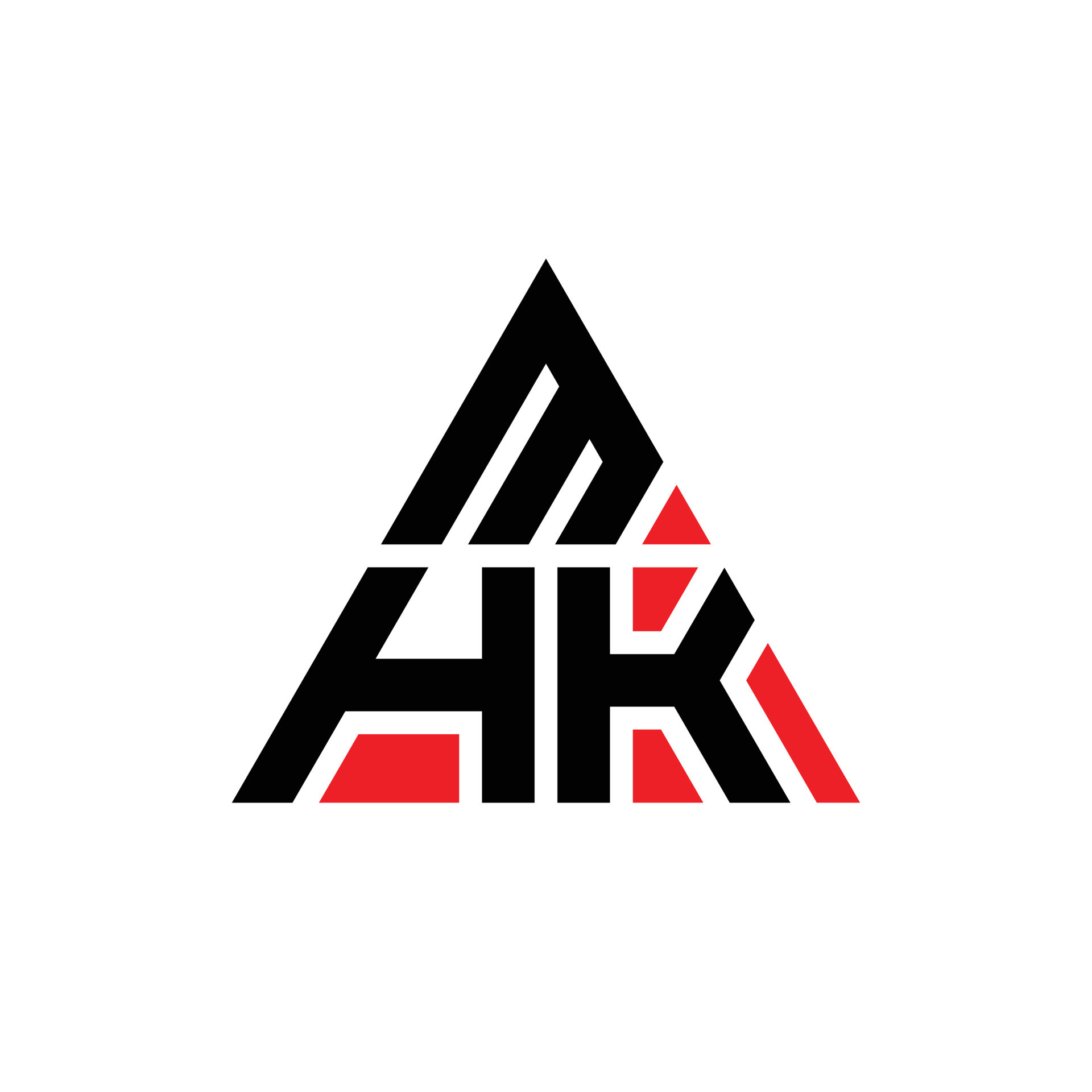 MHK triangle letter logo design with triangle shape. MHK triangle logo