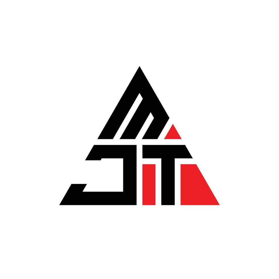 diseño de logotipo de letra triangular mjt con forma de triángulo. monograma de diseño del logotipo del triángulo mjt. Plantilla de logotipo de vector de triángulo mjt con color rojo. logotipo triangular mjt logotipo simple, elegante y lujoso.