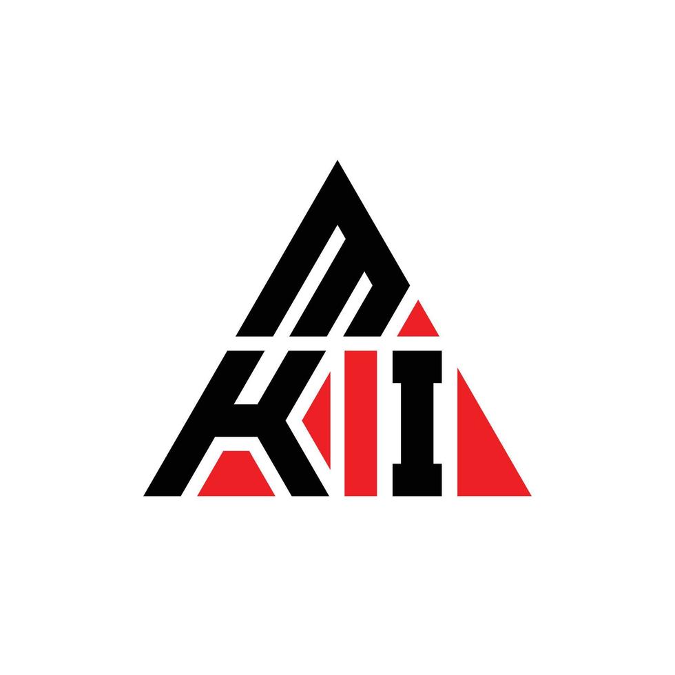 Diseño de logotipo de letra triangular mki con forma de triángulo. monograma de diseño de logotipo de triángulo mki. plantilla de logotipo de vector de triángulo mki con color rojo. logotipo triangular mki logotipo simple, elegante y lujoso.