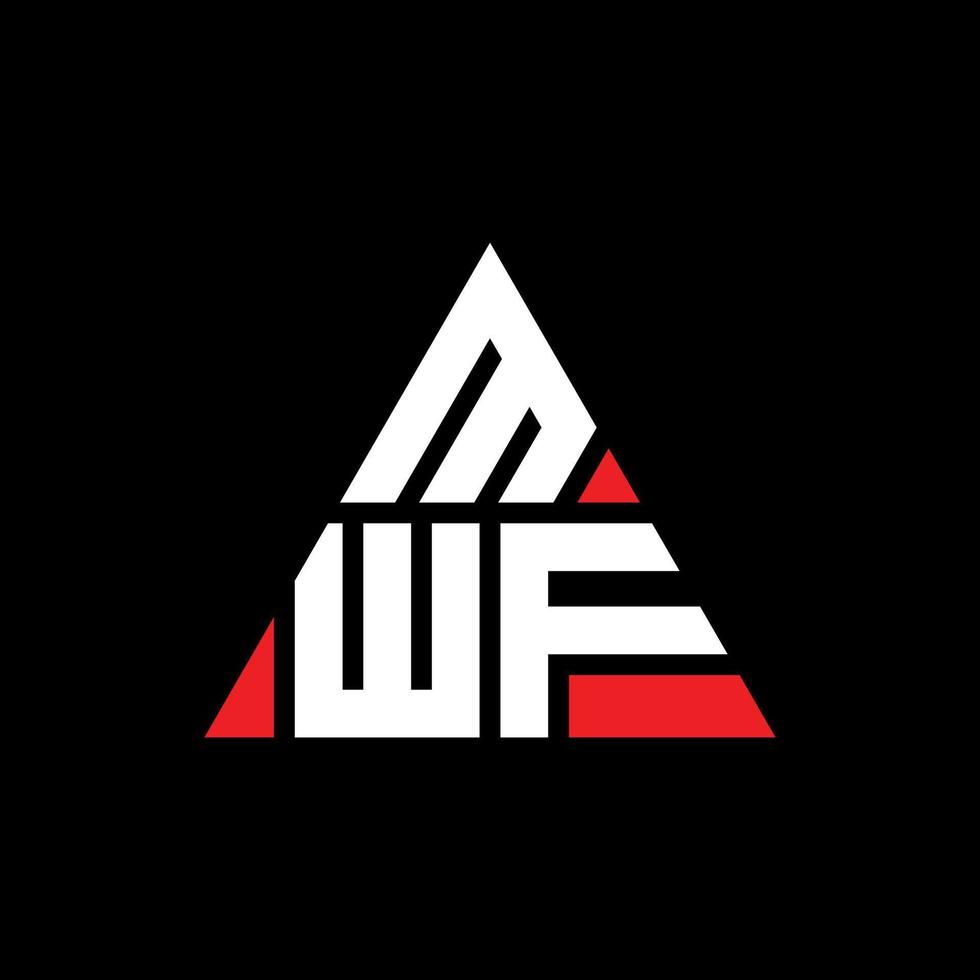 MWF triangle letter logo design with triangle shape. MWF triangle logo design monogram. MWF triangle vector logo template with red color. MWF triangular logo Simple, Elegant, and Luxurious Logo.