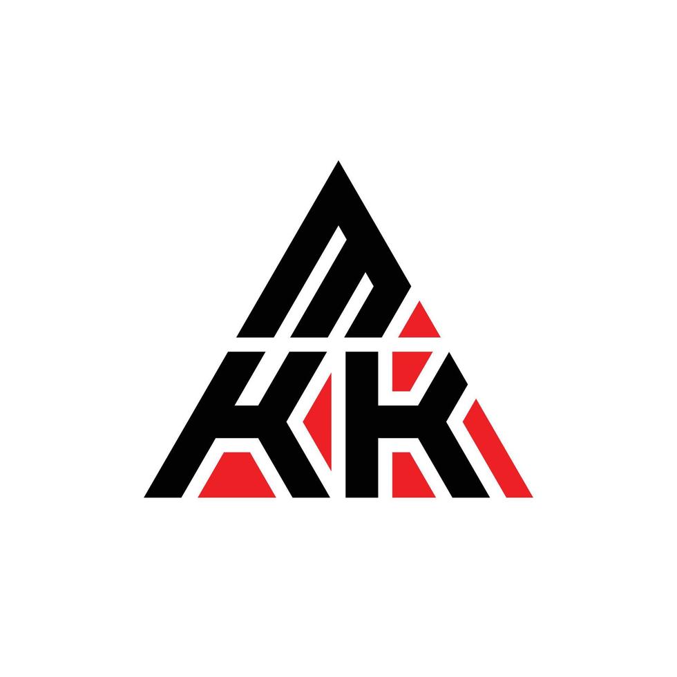 Diseño de logotipo de letra triangular mkk con forma de triángulo. monograma de diseño de logotipo de triángulo mkk. plantilla de logotipo de vector de triángulo mkk con color rojo. logotipo triangular mkk logotipo simple, elegante y lujoso.