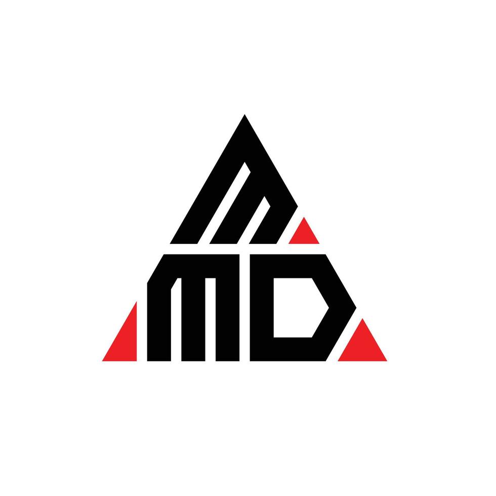 diseño de logotipo de letra triangular mmd con forma de triángulo. monograma de diseño de logotipo de triángulo mmd. plantilla de logotipo de vector de triángulo mmd con color rojo. logotipo triangular mmd logotipo simple, elegante y lujoso.