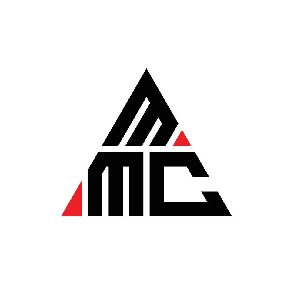 MMC triangle letter logo design with triangle shape. MMC triangle logo design monogram. MMC triangle vector logo template with red color. MMC triangular logo Simple, Elegant, and Luxurious Logo.