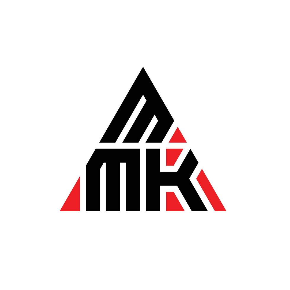 Diseño de logotipo de letra triangular mmk con forma de triángulo. monograma de diseño de logotipo de triángulo mmk. plantilla de logotipo de vector de triángulo mmk con color rojo. logotipo triangular mmk logotipo simple, elegante y lujoso.