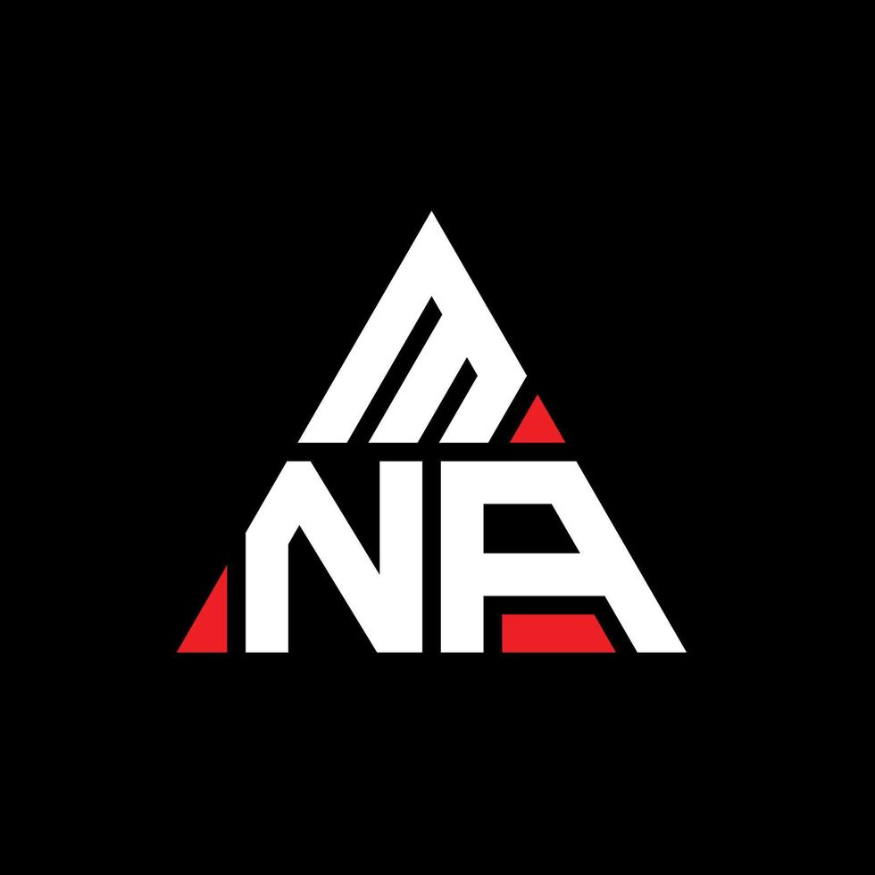 MNA triangle letter logo design with triangle shape. MNA triangle logo design monogram. MNA triangle vector logo template with red color. MNA triangular logo Simple, Elegant, and Luxurious Logo.