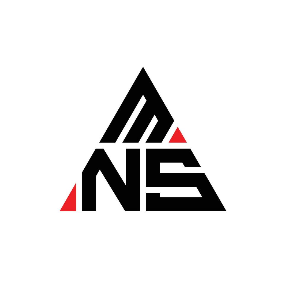 diseño de logotipo de letra triangular mns con forma de triángulo. monograma de diseño de logotipo de triángulo mns. plantilla de logotipo de vector de triángulo mns con color rojo. logo triangular mns logo simple, elegante y lujoso.