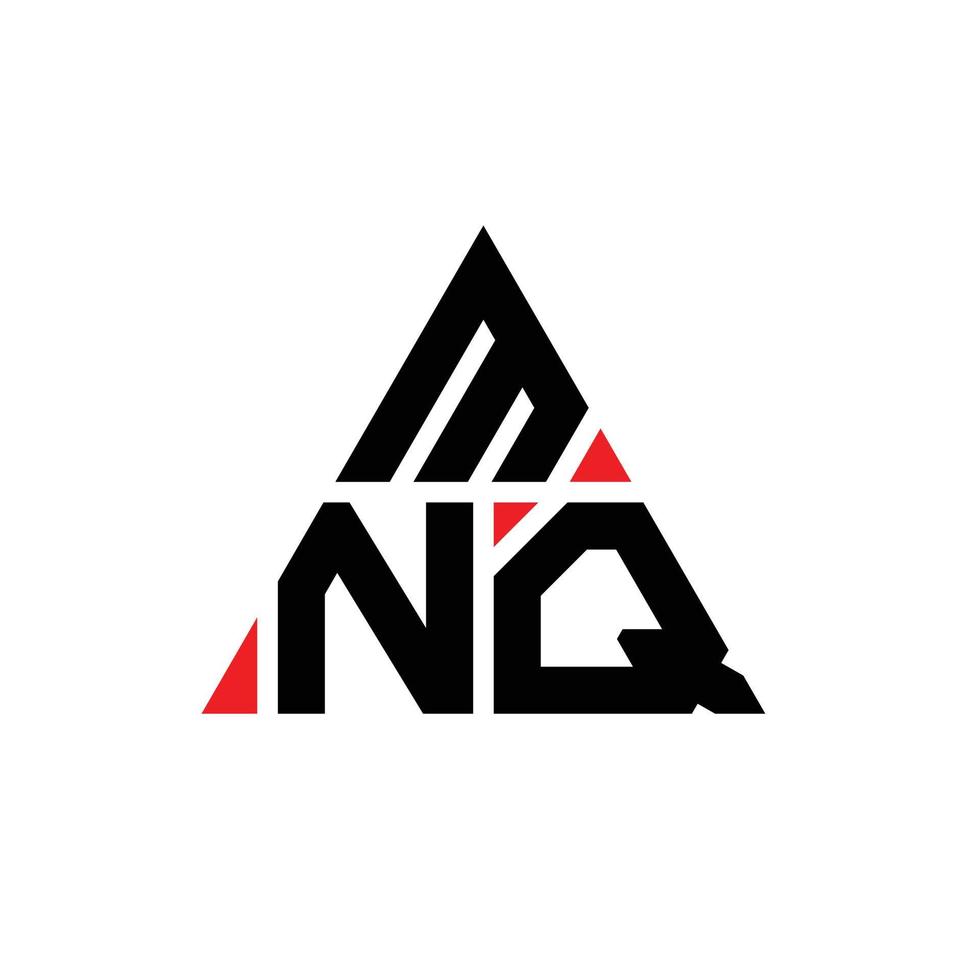 MNQ triangle letter logo design with triangle shape. MNQ triangle logo design monogram. MNQ triangle vector logo template with red color. MNQ triangular logo Simple, Elegant, and Luxurious Logo.