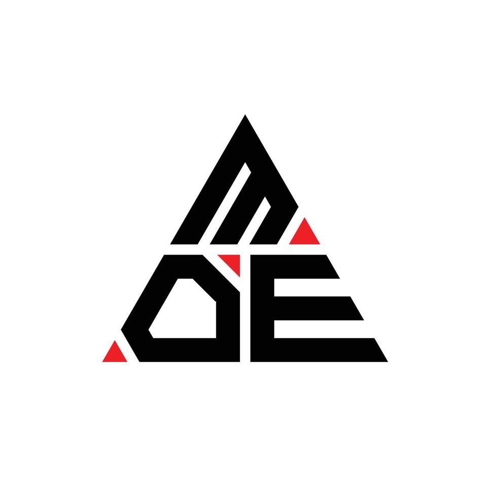 diseño de logotipo de letra triangular moe con forma de triángulo. monograma de diseño del logotipo del triángulo moe. plantilla de logotipo de vector de triángulo moe con color rojo. logotipo triangular moe logotipo simple, elegante y lujoso.