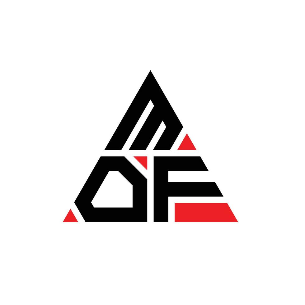 MOF triangle letter logo design with triangle shape. MOF triangle logo design monogram. MOF triangle vector logo template with red color. MOF triangular logo Simple, Elegant, and Luxurious Logo.