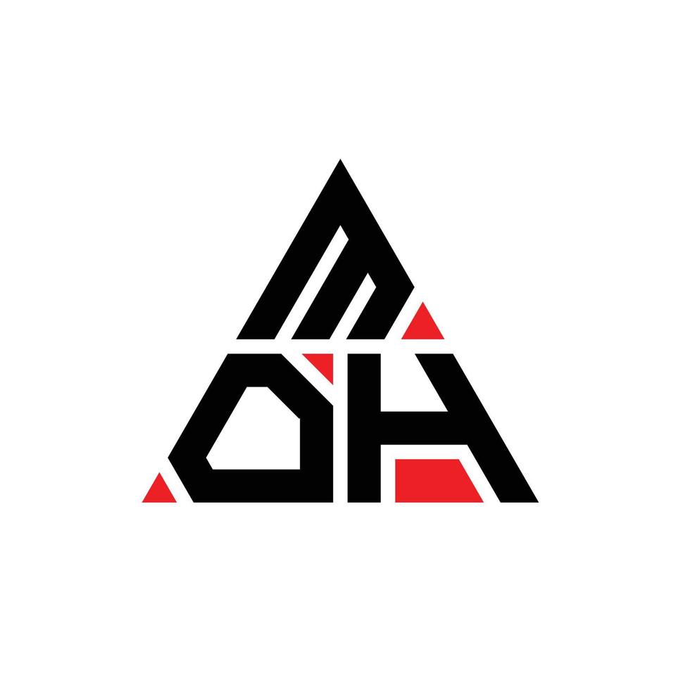 diseño de logotipo de letra triangular moh con forma de triángulo. monograma de diseño del logotipo del triángulo moh. plantilla de logotipo de vector de triángulo moh con color rojo. logotipo triangular moh logotipo simple, elegante y lujoso.