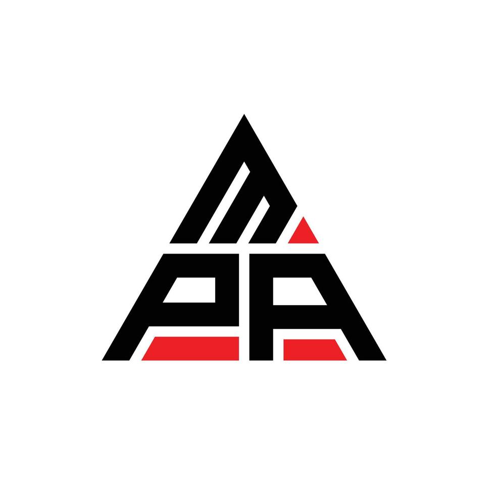 diseño de logotipo de letra triangular mpa con forma de triángulo. monograma de diseño de logotipo de triángulo mpa. plantilla de logotipo de vector de triángulo mpa con color rojo. logo triangular mpa logo simple, elegante y lujoso.