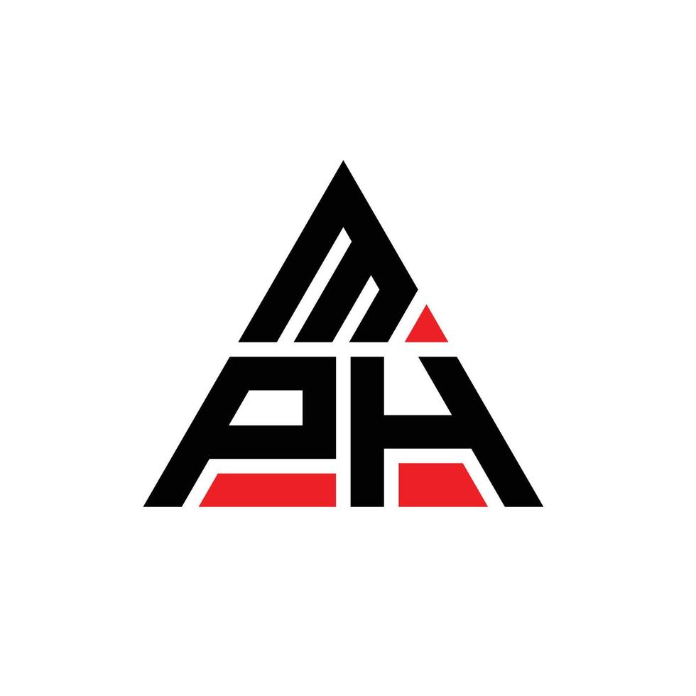 MPH triangle letter logo design with triangle shape. MPH triangle logo design monogram. MPH triangle vector logo template with red color. MPH triangular logo Simple, Elegant, and Luxurious Logo.