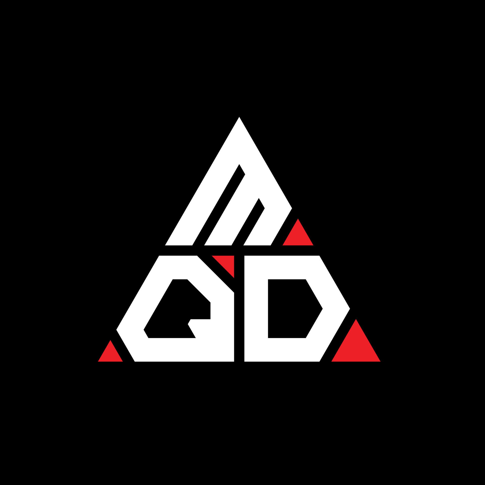 MQD triangle letter logo design with triangle shape. MQD triangle logo