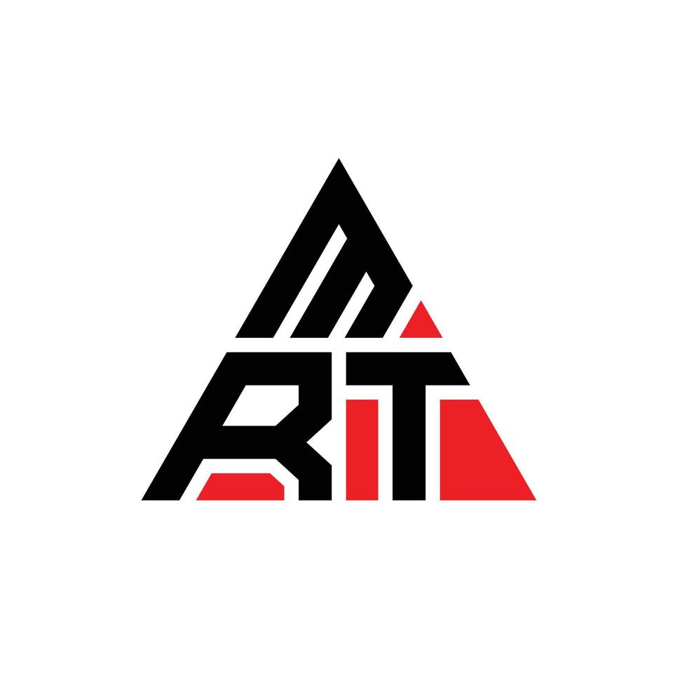 MRT triangle letter logo design with triangle shape. MRT triangle logo design monogram. MRT triangle vector logo template with red color. MRT triangular logo Simple, Elegant, and Luxurious Logo.
