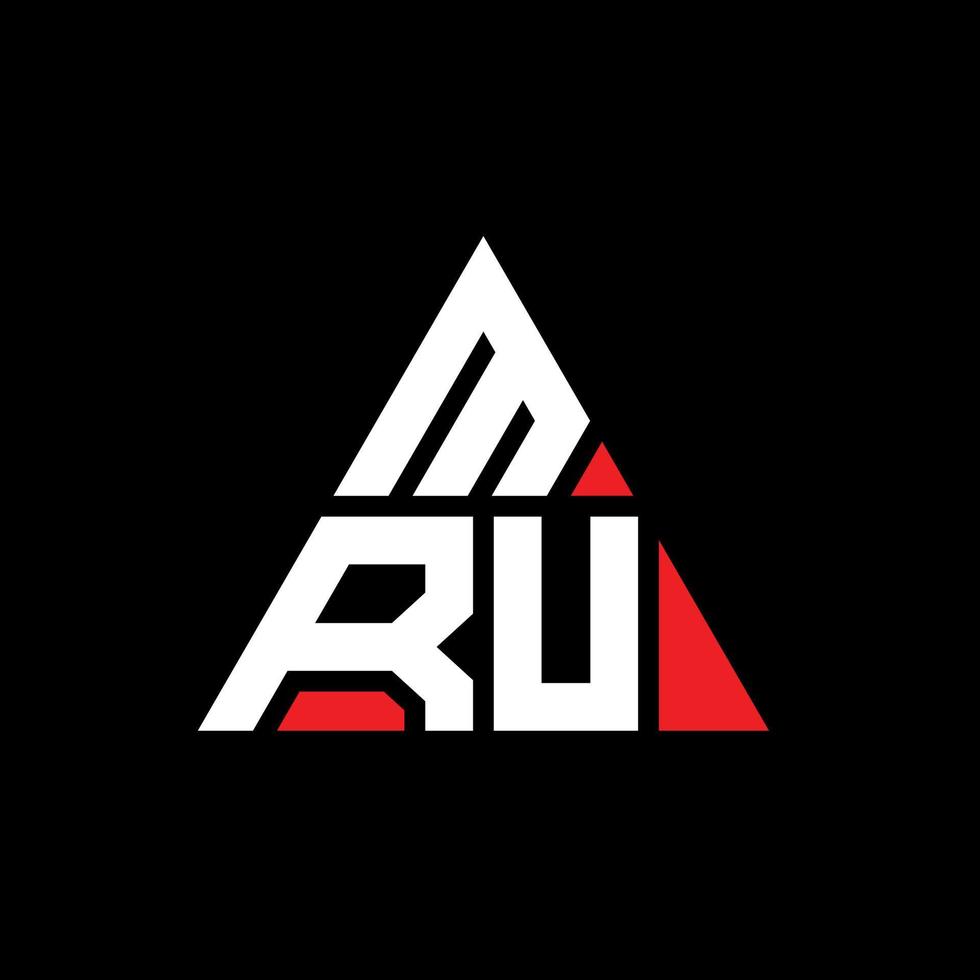 MRU triangle letter logo design with triangle shape. MRU triangle logo design monogram. MRU triangle vector logo template with red color. MRU triangular logo Simple, Elegant, and Luxurious Logo.