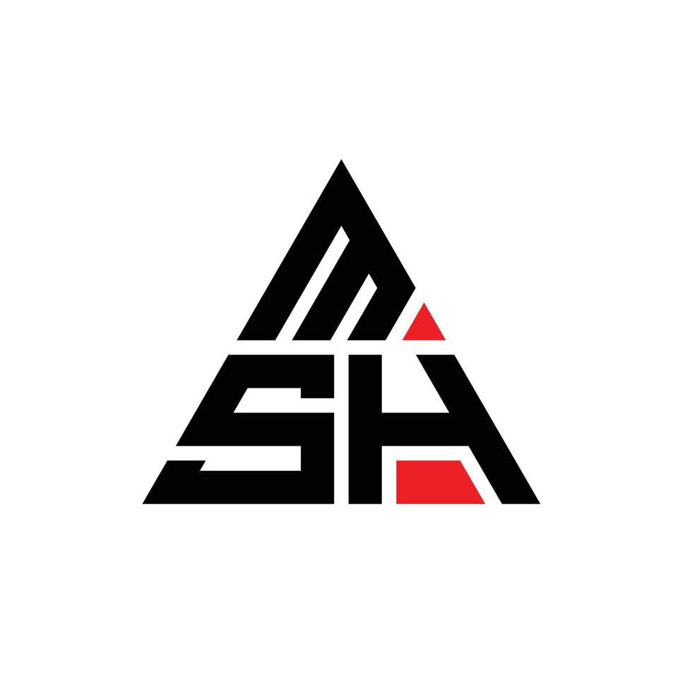 Diseño de logotipo de letra triangular msh con forma de triángulo. monograma de diseño de logotipo de triángulo msh. plantilla de logotipo de vector de triángulo msh con color rojo. logotipo triangular msh logotipo simple, elegante y lujoso.