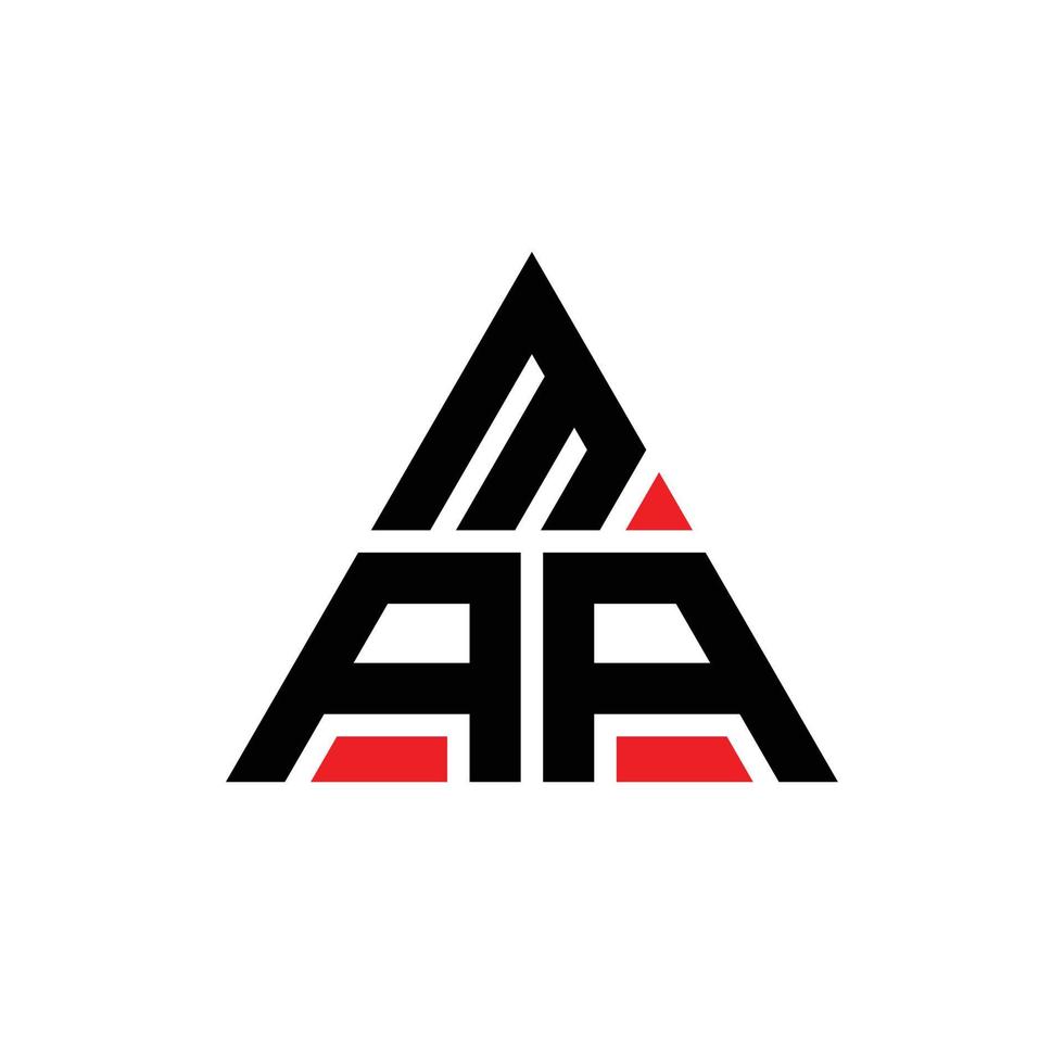 MAA triangle letter logo design with triangle shape. MAA triangle logo design monogram. MAA triangle vector logo template with red color. MAA triangular logo Simple, Elegant, and Luxurious Logo.