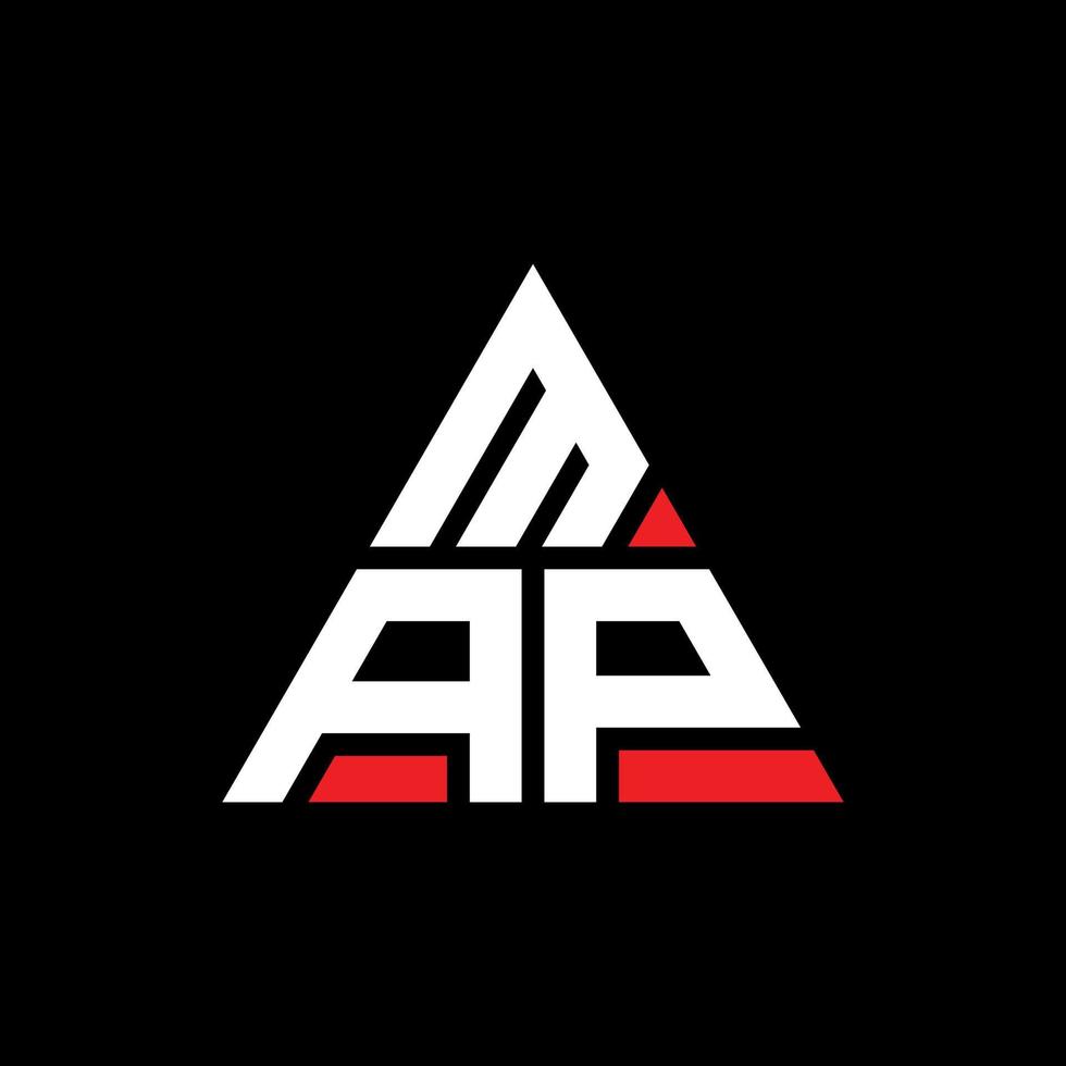 MAP triangle letter logo design with triangle shape. MAP triangle logo design monogram. MAP triangle vector logo template with red color. MAP triangular logo Simple, Elegant, and Luxurious Logo.