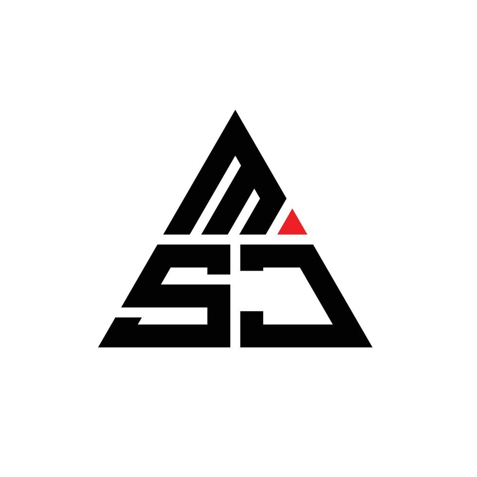 diseño de logotipo de letra triangular msj con forma de triángulo. monograma de diseño de logotipo de triángulo msj. plantilla de logotipo de vector de triángulo msj con color rojo. logotipo triangular msj logotipo simple, elegante y lujoso.