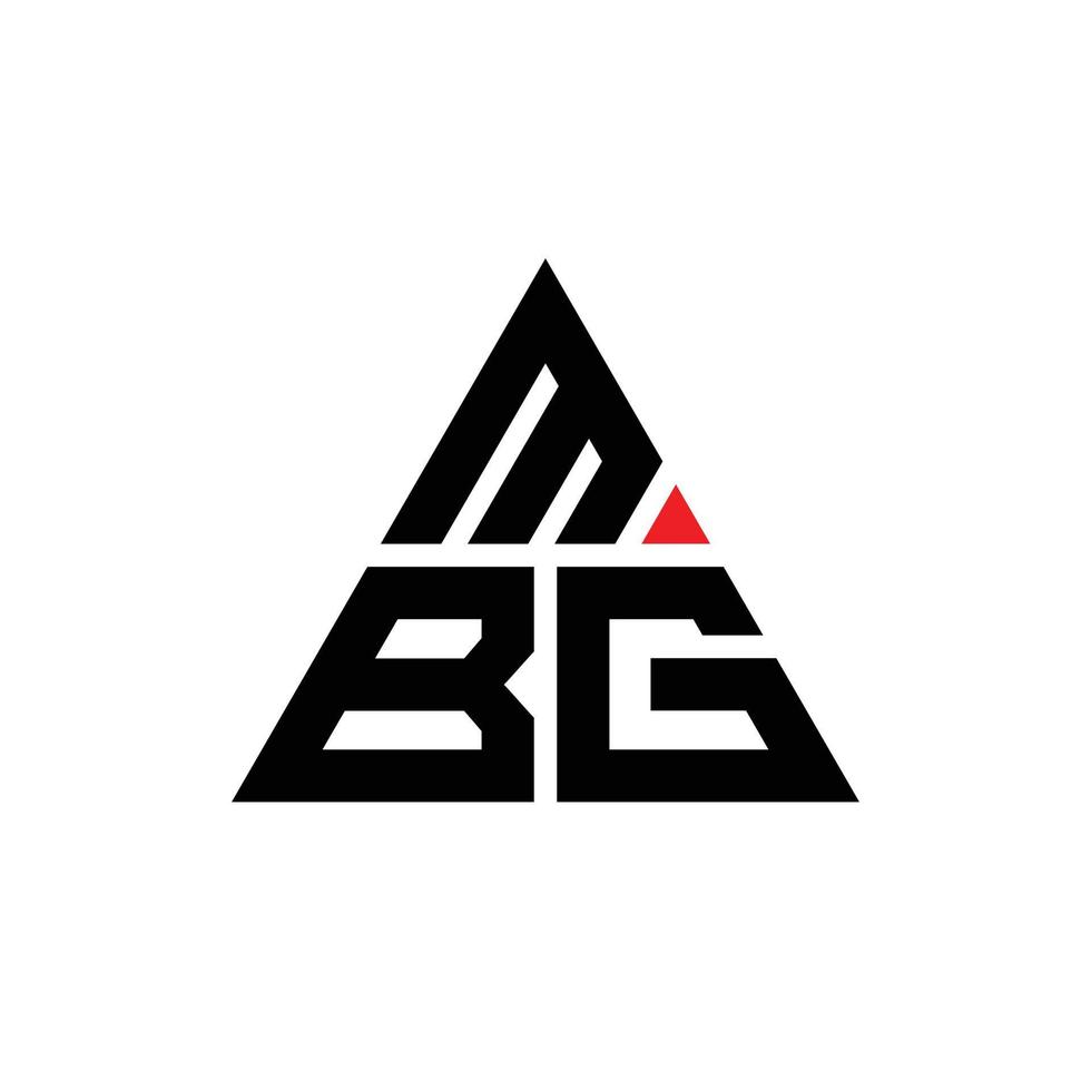 diseño de logotipo de letra de triángulo mbg con forma de triángulo. monograma de diseño del logotipo del triángulo mbg. plantilla de logotipo de vector de triángulo mbg con color rojo. logo triangular mbg logo simple, elegante y lujoso.