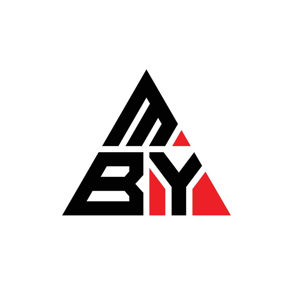 diseño de logotipo de letra triangular mby con forma de triángulo. monograma de diseño de logotipo de triángulo mby. plantilla de logotipo de vector de triángulo mby con color rojo. logotipo triangular mby logotipo simple, elegante y lujoso.