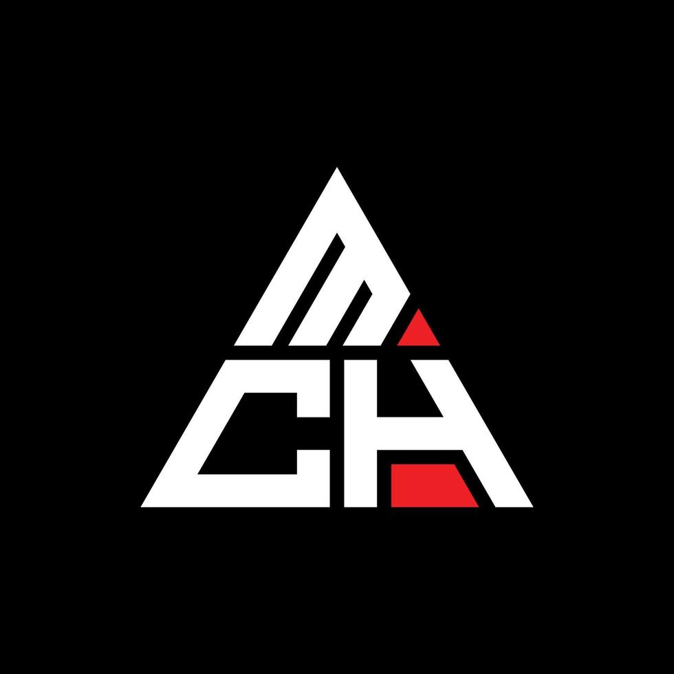 diseño de logotipo de letra triangular mch con forma de triángulo. monograma de diseño del logotipo del triángulo mch. plantilla de logotipo de vector de triángulo mch con color rojo. logotipo triangular mch logotipo simple, elegante y lujoso.