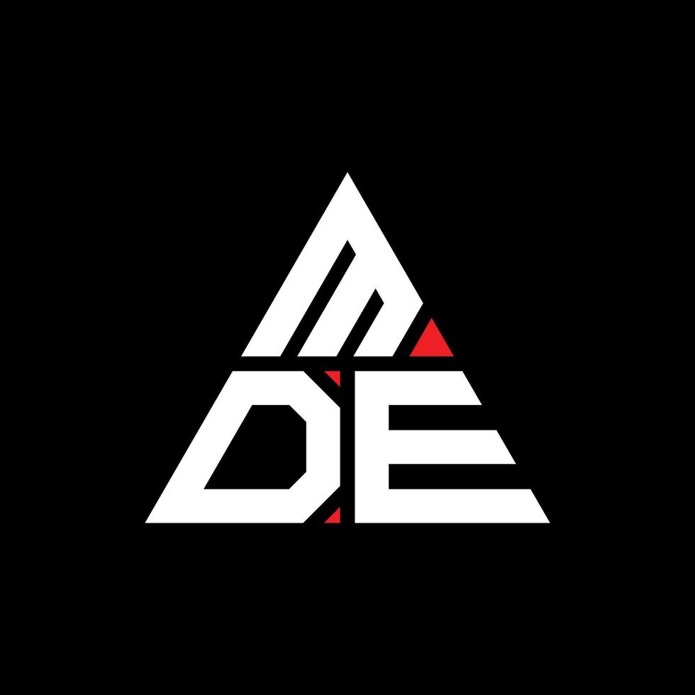 MDE triangle letter logo design with triangle shape. MDE triangle logo design monogram. MDE triangle vector logo template with red color. MDE triangular logo Simple, Elegant, and Luxurious Logo.