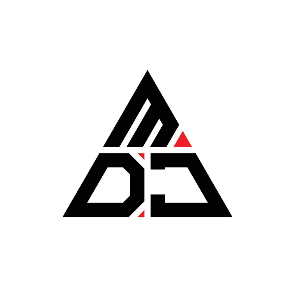 diseño de logotipo de letra triangular mdj con forma de triángulo. monograma de diseño de logotipo de triángulo mdj. plantilla de logotipo de vector de triángulo mdj con color rojo. logotipo triangular mdj logotipo simple, elegante y lujoso.