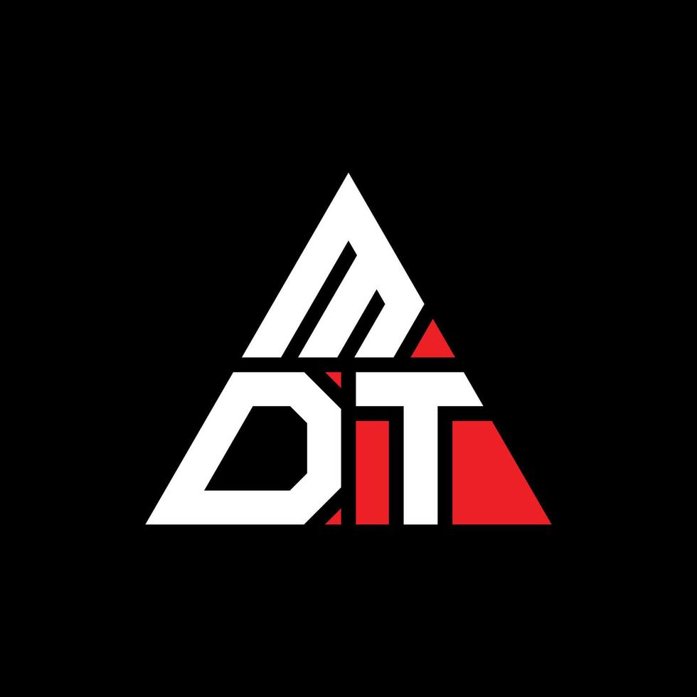 diseño de logotipo de letra de triángulo mdt con forma de triángulo. monograma de diseño de logotipo de triángulo mdt. plantilla de logotipo de vector de triángulo mdt con color rojo. logotipo triangular mdt logotipo simple, elegante y lujoso.