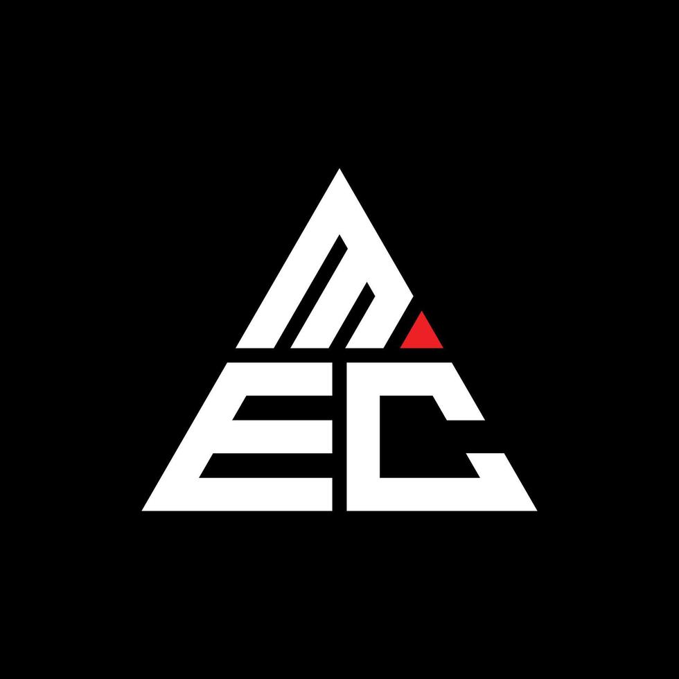 diseño de logotipo de letra triangular mec con forma de triángulo. monograma de diseño del logotipo del triángulo mec. plantilla de logotipo de vector de triángulo mec con color rojo. logotipo triangular mec logotipo simple, elegante y lujoso.