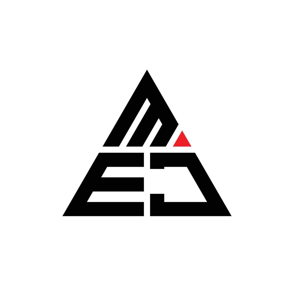 MEJ triangle letter logo design with triangle shape. MEJ triangle logo design monogram. MEJ triangle vector logo template with red color. MEJ triangular logo Simple, Elegant, and Luxurious Logo.
