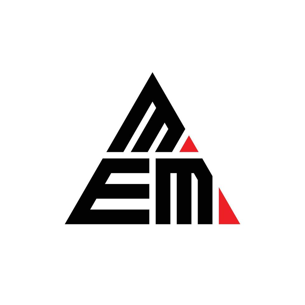 diseño de logotipo de letra triangular mem con forma de triángulo. monograma de diseño de logotipo de triángulo mem. plantilla de logotipo de vector de triángulo mem con color rojo. logotipo triangular mem logotipo simple, elegante y lujoso.