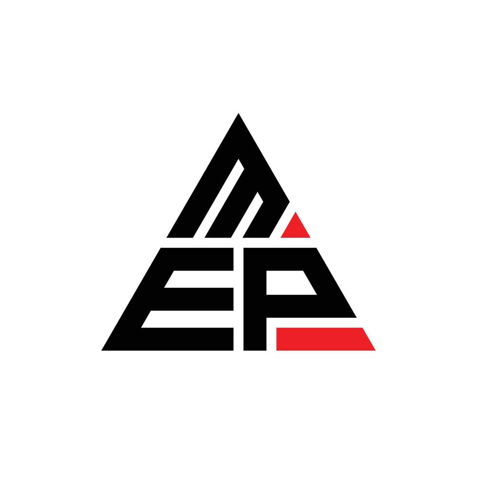 diseño de logotipo de letra triangular mep con forma de triángulo. monograma de diseño de logotipo de triángulo mep. plantilla de logotipo de vector de triángulo mep con color rojo. logotipo triangular mep logotipo simple, elegante y lujoso.