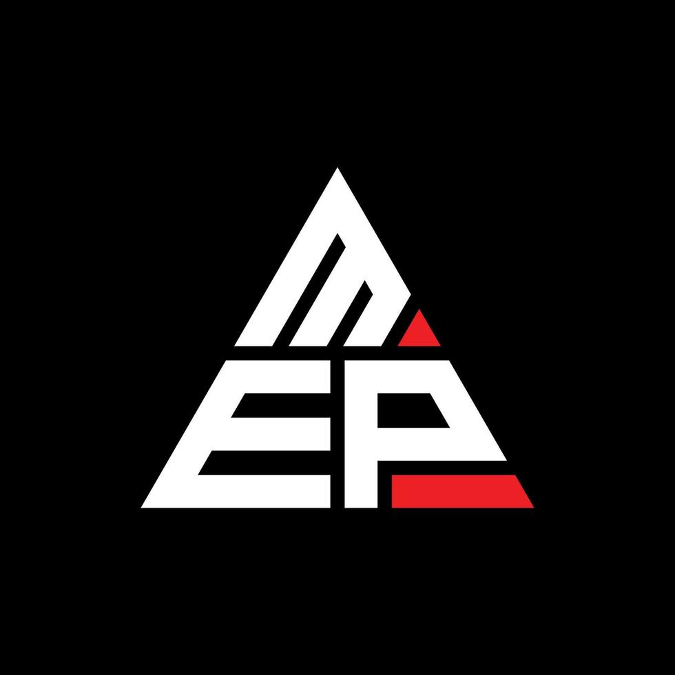 diseño de logotipo de letra triangular mep con forma de triángulo. monograma de diseño de logotipo de triángulo mep. plantilla de logotipo de vector de triángulo mep con color rojo. logotipo triangular mep logotipo simple, elegante y lujoso.