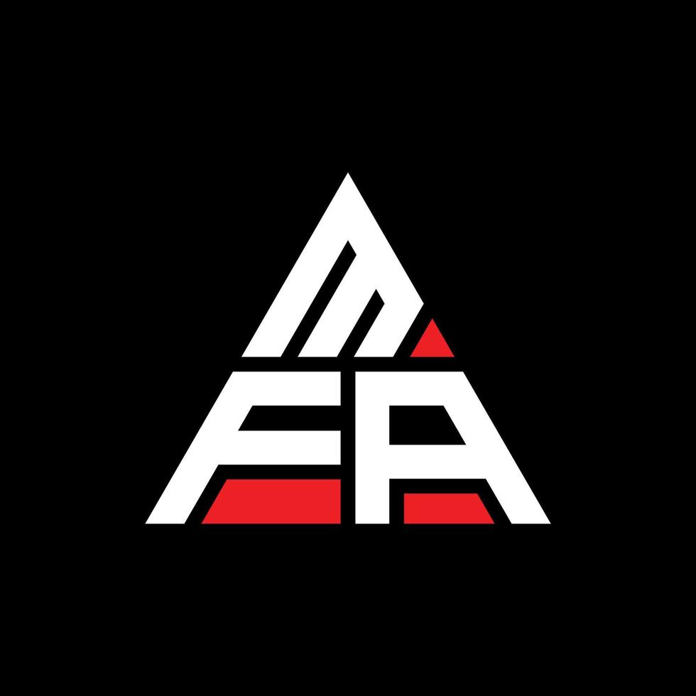 MFA triangle letter logo design with triangle shape. MFA triangle logo design monogram. MFA triangle vector logo template with red color. MFA triangular logo Simple, Elegant, and Luxurious Logo.