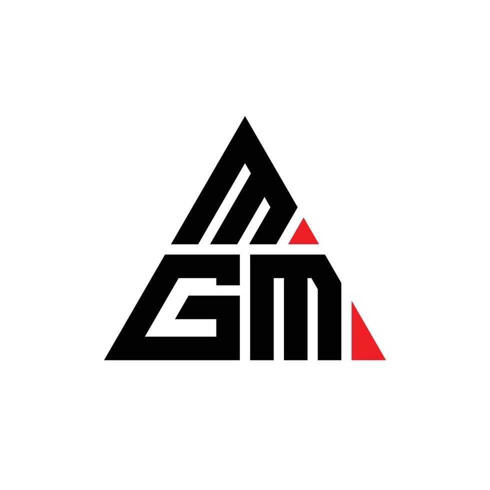 MGM triangle letter logo design with triangle shape. MGM triangle logo design monogram. MGM triangle vector logo template with red color. MGM triangular logo Simple, Elegant, and Luxurious Logo.