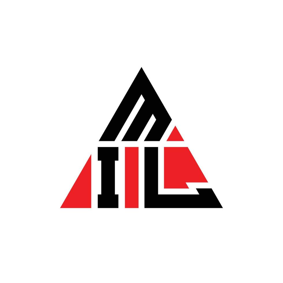 diseño de logotipo de letra triangular mil con forma de triángulo. monograma de diseño de logotipo de triángulo mil. plantilla de logotipo de vector de triángulo mil con color rojo. mil logotipo triangular logotipo simple, elegante y lujoso.