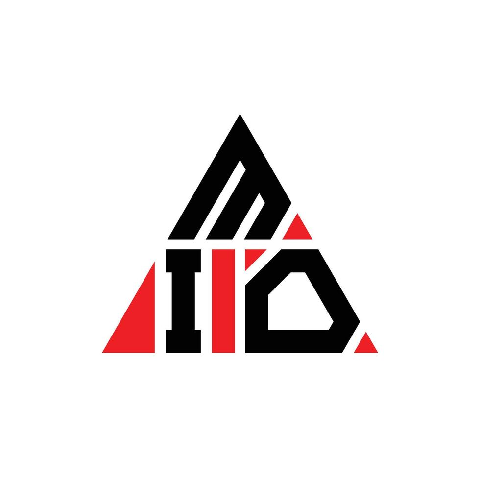 diseño de logotipo de letra triangular mio con forma de triángulo. monograma de diseño del logotipo del triángulo mio. plantilla de logotipo de vector de triángulo mio con color rojo. logo triangular mio logo simple, elegante y lujoso.