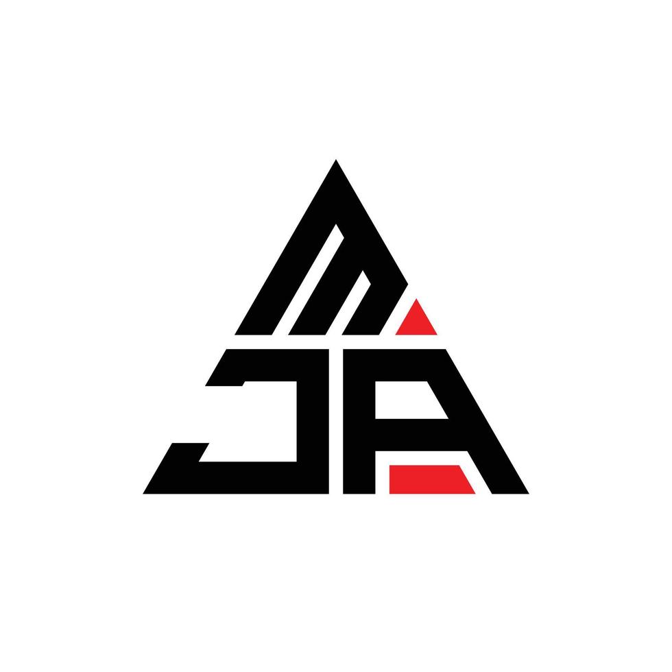 diseño de logotipo de letra triangular mja con forma de triángulo. monograma de diseño del logotipo del triángulo mja. plantilla de logotipo de vector de triángulo mja con color rojo. logotipo triangular mja logotipo simple, elegante y lujoso.