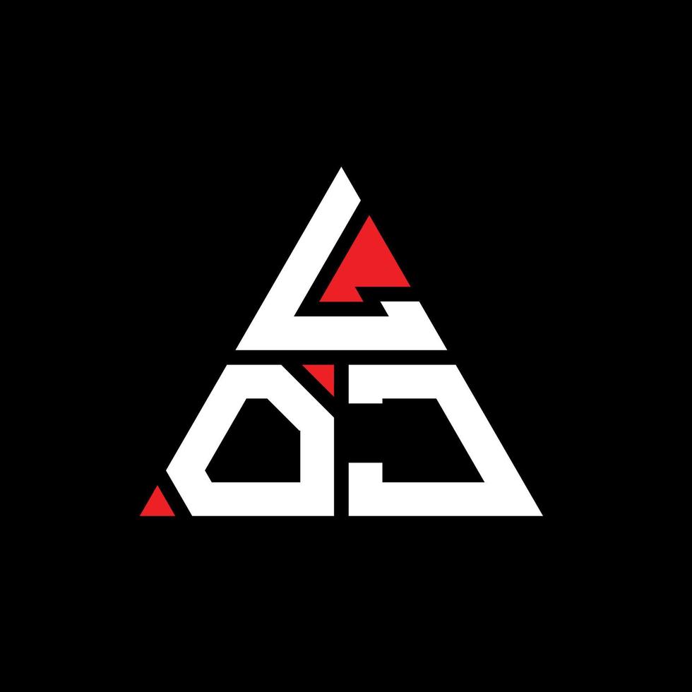 LOJ triangle letter logo design with triangle shape. LOJ triangle logo design monogram. LOJ triangle vector logo template with red color. LOJ triangular logo Simple, Elegant, and Luxurious Logo.
