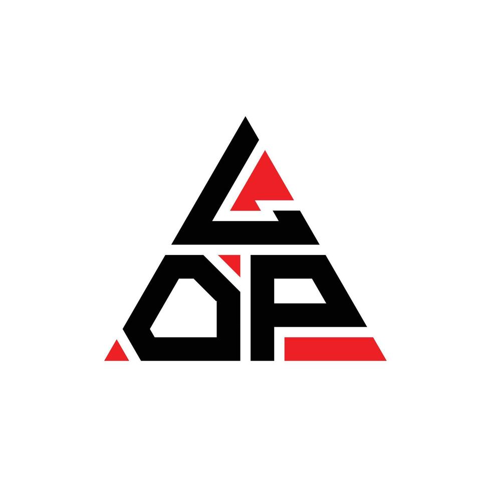 LOP triangle letter logo design with triangle shape. LOP triangle logo design monogram. LOP triangle vector logo template with red color. LOP triangular logo Simple, Elegant, and Luxurious Logo.