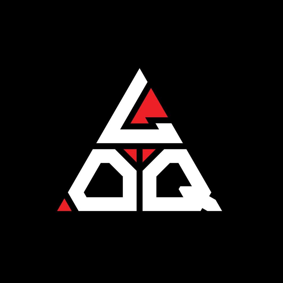 LOQ triangle letter logo design with triangle shape. LOQ triangle logo design monogram. LOQ triangle vector logo template with red color. LOQ triangular logo Simple, Elegant, and Luxurious Logo.