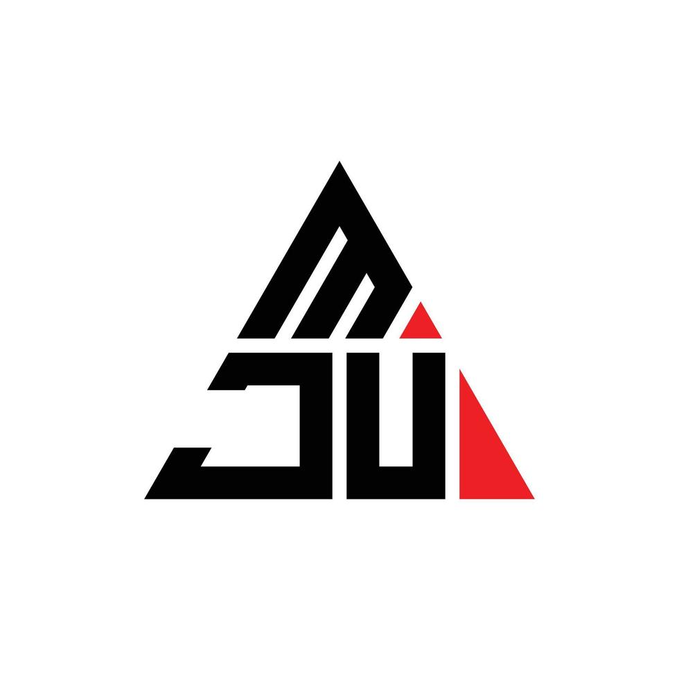 diseño de logotipo de letra triangular mju con forma de triángulo. monograma de diseño del logotipo del triángulo mju. plantilla de logotipo de vector de triángulo mju con color rojo. logotipo triangular mju logotipo simple, elegante y lujoso.