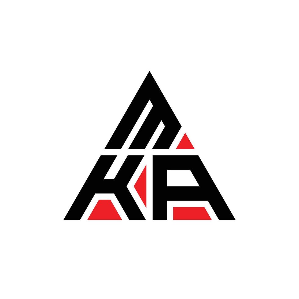 diseño de logotipo de letra triangular mka con forma de triángulo. monograma de diseño de logotipo de triángulo mka. plantilla de logotipo de vector de triángulo mka con color rojo. logotipo triangular mka logotipo simple, elegante y lujoso.