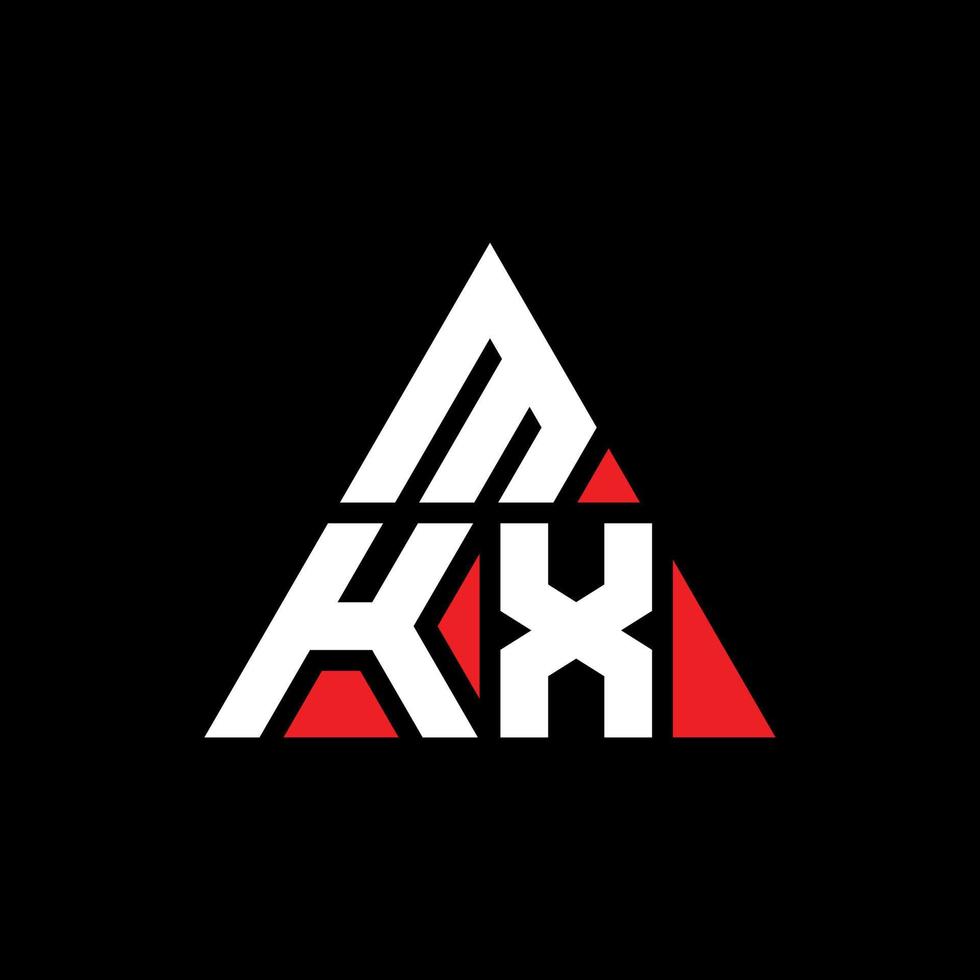 MKX triangle letter logo design with triangle shape. MKX triangle logo design monogram. MKX triangle vector logo template with red color. MKX triangular logo Simple, Elegant, and Luxurious Logo.